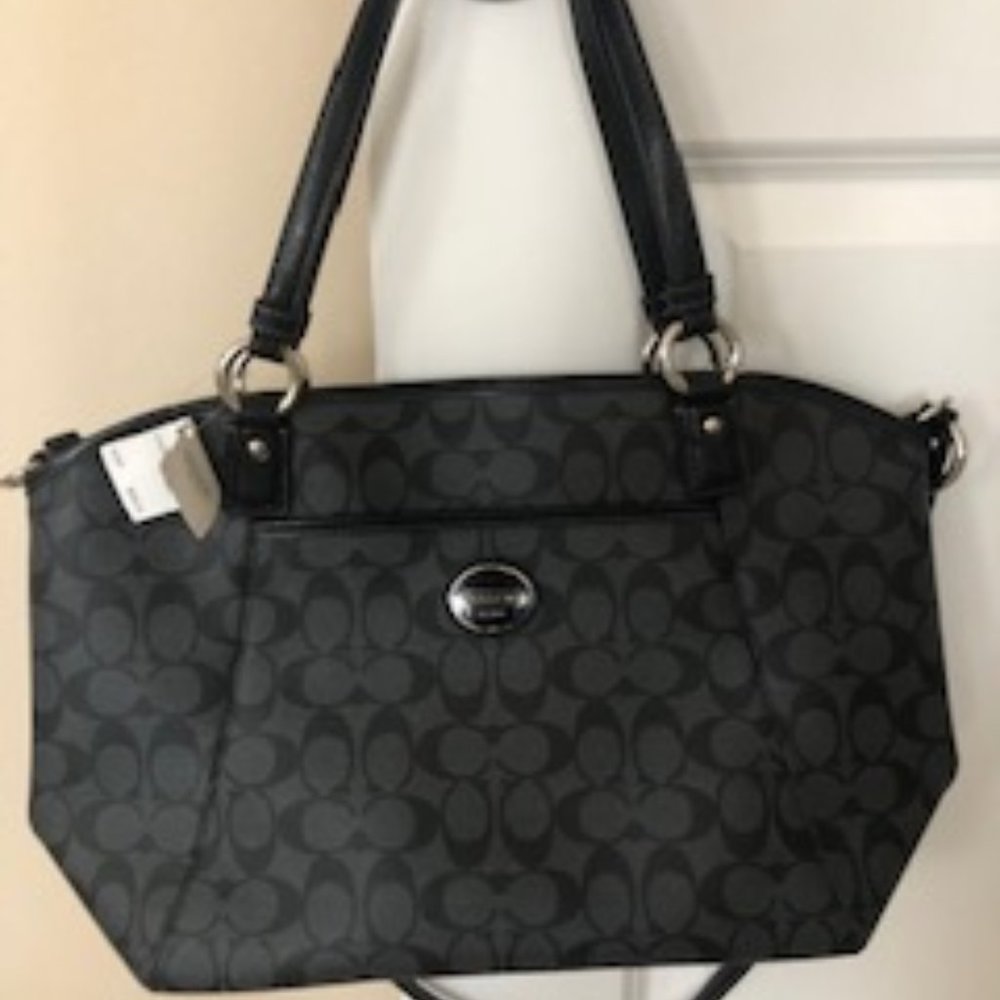 Coach Large Peyton Pocket Tote, Black/Gray
